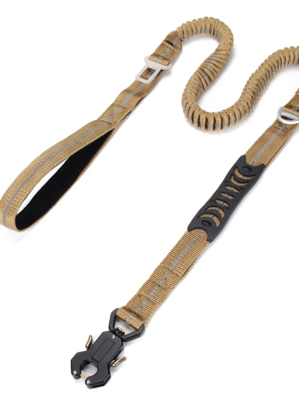 Tactical bungee dog leash-heavy duty army green reflector lead with control hand